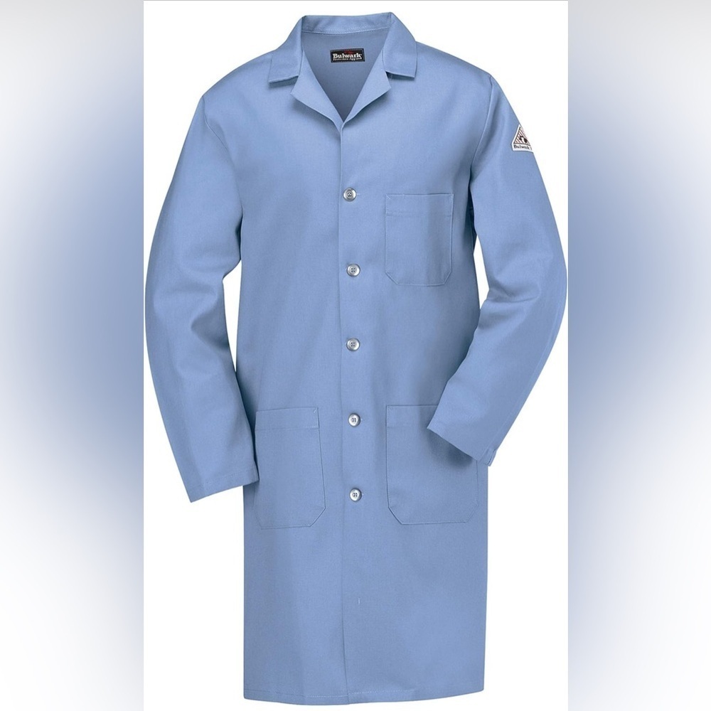 NWT-Bulwark Flame Resistant 7oz Cotton Lapel Collar Lab Coat  SIZE: XL